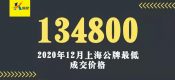 2020年上海公牌最后一拍，成交價格：134800元